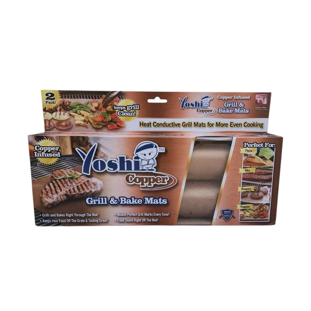 Yoshi Copper Infused Grill & Bake Mats 2 Pack Reusable Non Stick As Seen On TV